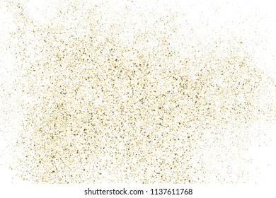Gold glitter texture isolated on white. Amber particles color. Celebratory background. Golden explosion of confetti. Vector illustration,eps 10.