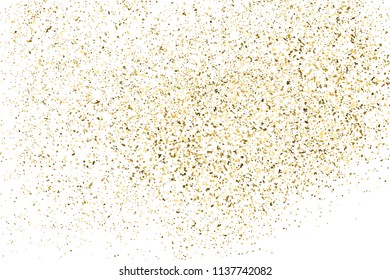 Textura de brillo dorado aislada en blanco. Color de partículas ámbar. Antecedentes de celebración. Explosión dorada de confetti. Ilustración vectorial,Pasos 10.
