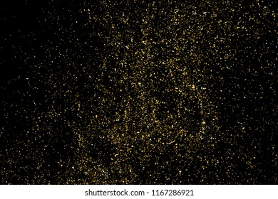 Gold Glitter Texture Isolated On Black. Amber Particles Color. Celebratory Background. Golden Explosion Of Confetti. Vector Illustration,Eps 10.