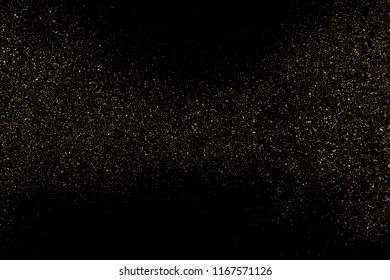 Gold Glitter Texture Isolated On Black. Amber Particles Color. Celebratory Background. Golden Explosion Of Confetti. Vector Illustration,Eps 10.