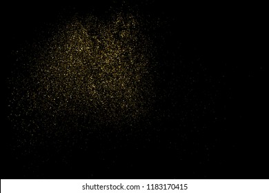 Gold glitter texture isolated on black. Amber particles color. Celebratory background. Golden explosion of confetti. Vector illustration,eps 10.