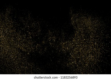 Gold glitter texture isolated on black. Amber particles color. Celebratory background. Golden explosion of confetti. Vector illustration,eps 10.