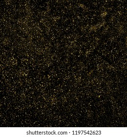 Gold glitter texture isolated on black. Amber particles color. Celebratory background. Golden explosion of confetti. Design element. Vector illustration, eps 10.