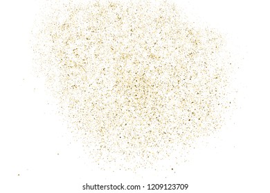 Gold Glitter Texture Isolated On White. Amber Particles Color. Celebratory Background. Golden Explosion Of Confetti. Design Element. Vector Illustration, Eps 10.
