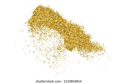 Gold Glitter Texture Isolated On White. Amber Particles Color. Celebratory Background. Golden Explosion Of Confetti. Vector Illustration, Eps 10.