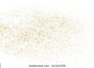 Gold Glitter Texture Isolated On White. Amber Particles Color. Celebratory Background. Golden Explosion Of Confetti. Design Element. Vector Illustration, Eps 10.