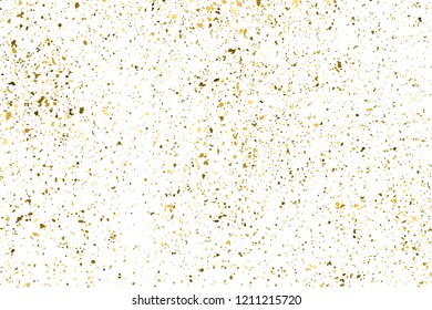 Gold Glitter Texture Isolated On White. Amber Particles Color. Celebratory Background. Golden Explosion Of Confetti. Design Element. Vector Illustration, Eps 10.