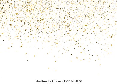 Gold Glitter Texture Isolated On White. Amber Particles Color. Celebratory Background. Golden Explosion Of Confetti. Design Element. Vector Illustration, Eps 10.