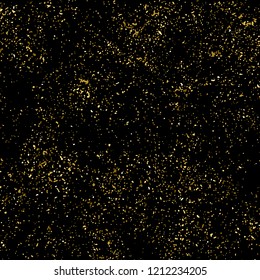 Gold Glitter Texture Isolated On Black. Amber Particles Color. Celebratory Background. Golden Explosion Of Confetti. Design Element. Vector Illustration, Eps 10.