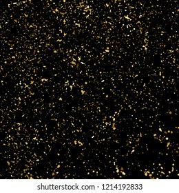 Gold Glitter Texture Isolated On Black. Amber Particles Color. Celebratory Background. Golden Explosion Of Confetti. Design Element. Vector Illustration, Eps 10.