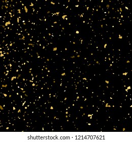 Gold Glitter Texture Isolated On Black. Amber Particles Color. Celebratory Background. Golden Explosion Of Confetti. Design Element. Vector Illustration, Eps 10.