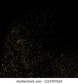 Gold Glitter Texture Isolated On Black. Amber Particles Color. Celebratory Background. Golden Explosion Of Confetti. Design Element. Vector Illustration, Eps 10.