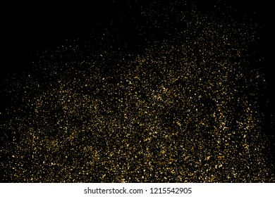 Gold Glitter Texture Isolated On Black. Amber Particles Color. Celebratory Background. Golden Explosion Of Confetti. Design Element. Vector Illustration, Eps 10.