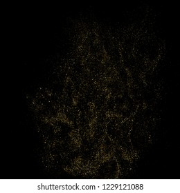 Gold Glitter Texture Isolated On Black. Amber Particles Color. Celebratory Background. Golden Explosion Of Confetti. Design Element. Vector Illustration, Eps 10.