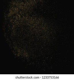 Gold Glitter Texture Isolated On Black. Amber Particles Color. Celebratory Background. Golden Explosion Of Confetti. Design Element. Vector Illustration, Eps 10.