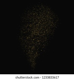 Gold Glitter Texture Isolated On Black. Amber Particles Color. Celebratory Background. Golden Explosion Of Confetti. Design Element. Vector Illustration, Eps 10.