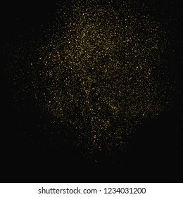 Gold Glitter Texture Isolated On Black. Amber Particles Color. Celebratory Background. Golden Explosion Of Confetti. Design Element. Vector Illustration, Eps 10.