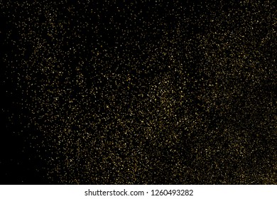 Gold Glitter Texture Isolated On Black. Amber Particles Color. Celebratory Background. Golden Explosion Of Confetti. Design Element. Digitally Generated Image. Vector Illustration, Eps 10.