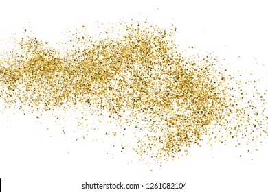 Textura De Goma De Oro Aislada En Blanco. Color de partículas ámbar. Antecedentes de celebración. Explosión Dorada De Confetti. Ilustración Del Vector, Eps 10.