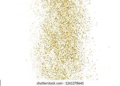 Gold Glitter Texture Isolated On White. Amber Particles Color. Celebratory Background. Golden Explosion Of Confetti. Vector Illustration, Eps 10.
