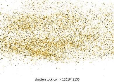 Gold Glitter Texture Isolated On White. Amber Particles Color. Celebratory Background. Golden Explosion Of Confetti. Vector Illustration, Eps 10.