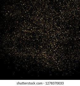 Gold Glitter Texture Isolated On Black. Amber Particles Color. Celebratory Background. Golden Explosion Of Confetti. Design Element. Digitally Generated Image. Vector Illustration, Eps 10.