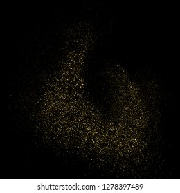 Gold Glitter Texture Isolated On Black. Amber Particles Color. Celebratory Background. Golden Explosion Of Confetti. Design Element. Digitally Generated Image. Vector Illustration, Eps 10.