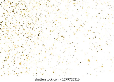 Gold Glitter Texture Isolated On White. Amber Particles Color. Celebratory Background. Golden Explosion Of Confetti. Design Element. Digitally Generated Image. Vector Illustration, Eps 10.