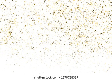 Gold Glitter Texture Isolated On White. Amber Particles Color. Celebratory Background. Golden Explosion Of Confetti. Design Element. Digitally Generated Image. Vector Illustration, Eps 10.