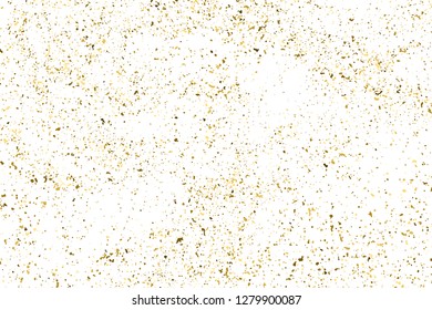 Gold Glitter Texture Isolated On White. Amber Particles Color. Celebratory Background. Golden Explosion Of Confetti. Design Element. Digitally Generated Image. Vector Illustration, Eps 10.