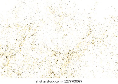 Gold Glitter Texture Isolated On White. Amber Particles Color. Celebratory Background. Golden Explosion Of Confetti. Design Element. Digitally Generated Image. Vector Illustration, Eps 10.