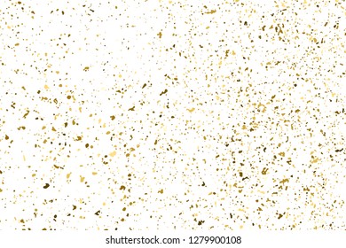 Gold Glitter Texture Isolated On White. Amber Particles Color. Celebratory Background. Golden Explosion Of Confetti. Design Element. Digitally Generated Image. Vector Illustration, Eps 10.