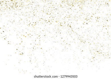 Gold Glitter Texture Isolated On White. Amber Particles Color. Celebratory Background. Golden Explosion Of Confetti. Design Element. Digitally Generated Image. Vector Illustration, Eps 10.