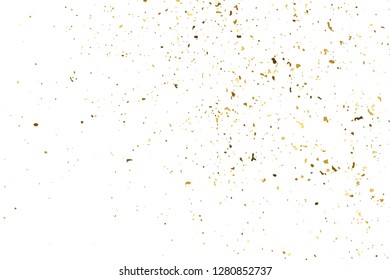 Gold Glitter Texture Isolated On White. Amber Particles Color. Celebratory Background. Golden Explosion Of Confetti. Design Element. Digitally Generated Image. Vector Illustration, Eps 10.