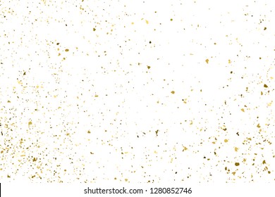 Gold Glitter Texture Isolated On White. Amber Particles Color. Celebratory Background. Golden Explosion Of Confetti. Design Element. Digitally Generated Image. Vector Illustration, Eps 10.