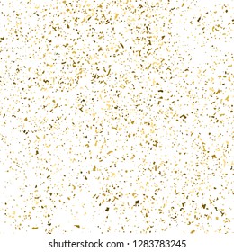 Gold Glitter Texture Isolated On White. Amber Particles Color. Celebratory Background. Golden Explosion Of Confetti. Design Element. Digitally Generated Image. Vector Illustration, Eps 10.