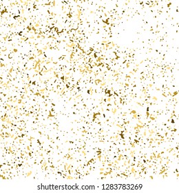 Gold Glitter Texture Isolated On White. Amber Particles Color. Celebratory Background. Golden Explosion Of Confetti. Design Element. Digitally Generated Image. Vector Illustration, Eps 10.
