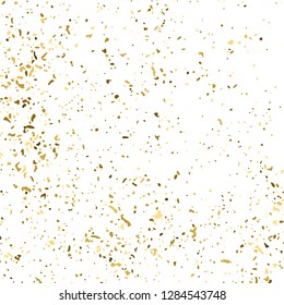 Gold Glitter Texture Isolated On White. Amber Particles Color. Celebratory Background. Golden Explosion Of Confetti. Design Element. Digitally Generated Image. Vector Illustration, Eps 10.