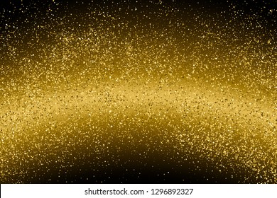 Gold Glitter Texture Isolated On Black. Amber Particles Color. Celebratory Background. Golden Explosion Of Confetti. Vector Illustration, Eps 10.