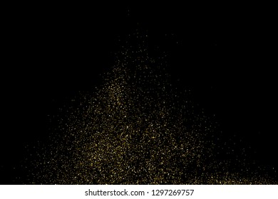 Gold Glitter Texture Isolated On Black. Amber Particles Color. Celebratory Background. Golden Explosion Of Confetti. Design Element. Digitally Generated Image. Vector Illustration, Eps 10.
