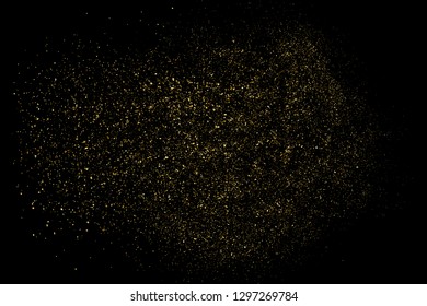 Gold Glitter Texture Isolated On Black. Amber Particles Color. Celebratory Background. Golden Explosion Of Confetti. Design Element. Digitally Generated Image. Vector Illustration, Eps 10.