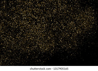 Gold Glitter Texture Isolated On Black. Amber Particles Color. Celebratory Background. Golden Explosion Of Confetti. Design Element. Digitally Generated Image. Vector Illustration, Eps 10.