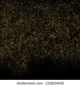 Gold Glitter Texture Isolated On Black. Amber Particles Color. Celebratory Background. Golden Explosion Of Confetti. Design Element. Digitally Generated Image. Vector Illustration, Eps 10.