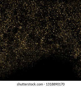 Gold Glitter Texture Isolated On Black. Amber Particles Color. Celebratory Background. Golden Explosion Of Confetti. Design Element. Digitally Generated Image. Vector Illustration, Eps 10.