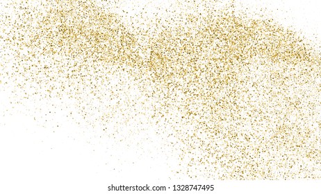 Gold Glitter Texture Isolated On White. Amber Particles Color. Celebratory Background. Golden Explosion Of Confetti. Vector Illustration, Eps 10.