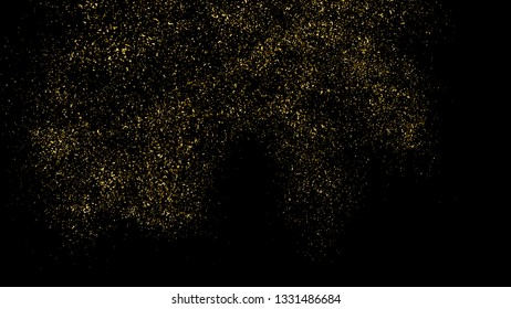 Gold Glitter Texture Isolated On Black. Amber Particles Color. Celebratory Background. Golden Explosion Of Confetti. Design Element. Digitally Generated Image. Vector Illustration, Eps 10.