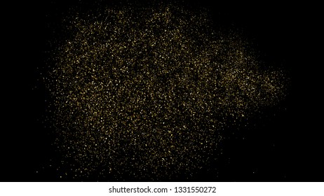 Textura De Goma De Oro Aislada En Negro. Color de partículas ámbar. Antecedentes de celebración. Explosión Dorada De Confetti. Elemento de diseño. Imagen Generada Digitalmente. Ilustración Del Vector, Eps 10.