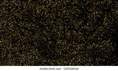 Gold Glitter Texture Isolated On Black. Amber Particles Color. Celebratory Background. Golden Explosion Of Confetti. Design Element. Digitally Generated Image. Vector Illustration, Eps 10.
