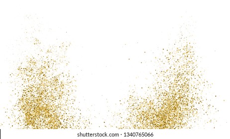 Gold Glitter Texture Isolated On White. Amber Particles Color. Celebratory Background. Golden Explosion Of Confetti. Vector Illustration, Eps 10.