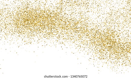 Gold Glitter Texture Isolated On White. Amber Particles Color. Celebratory Background. Golden Explosion Of Confetti. Vector Illustration, Eps 10.